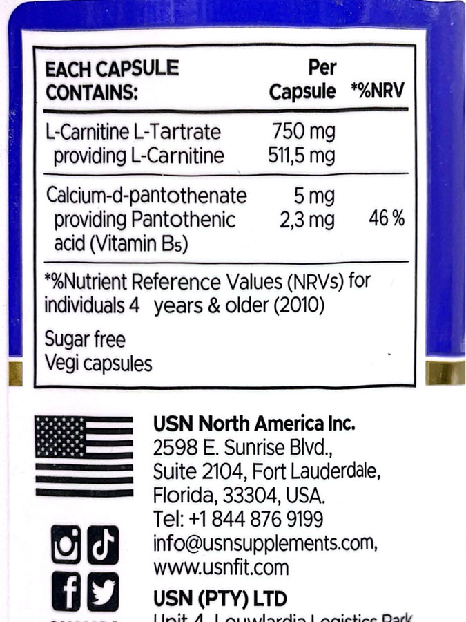 کپسول ال کارنیتین تارترات یو اس ان (120عددی) | USN L Carnitine Tartrate کپسول ال کارنیتین تارترات یو اس ان (120عددی) | USN L Carnitine Tartrate