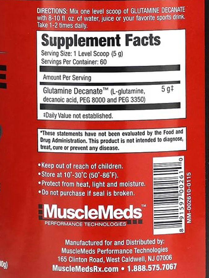 گلوتامین دکانات ماسل مدز | MuscleMeds Glutamine Decanate 300g Powder گلوتامین دکانات ماسل مدز | MuscleMeds Glutamine Decanate 300g Powder