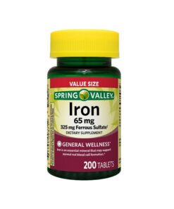 قرص آهن اسپرینگ والی 65 میلی گرم (200عددی) | Spring Valley Iron 65mg